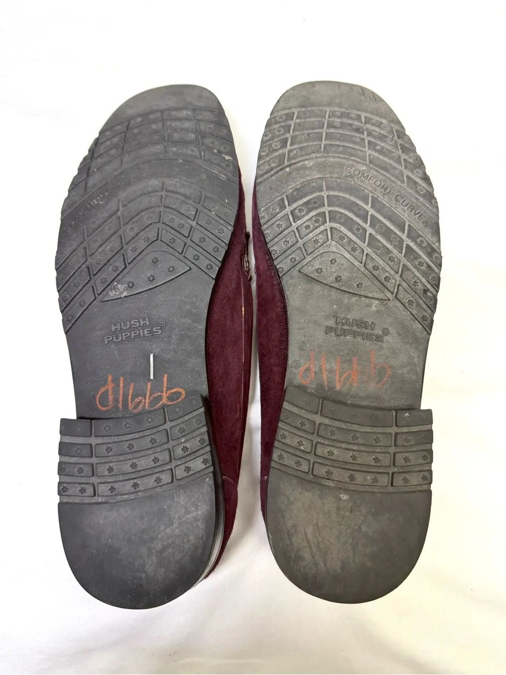 Hush Puppies Burgundy Suede Buckle Loafers Comfort Curve Slip On Shoes Sz 8.5